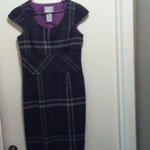 Plaid black purple and white dress